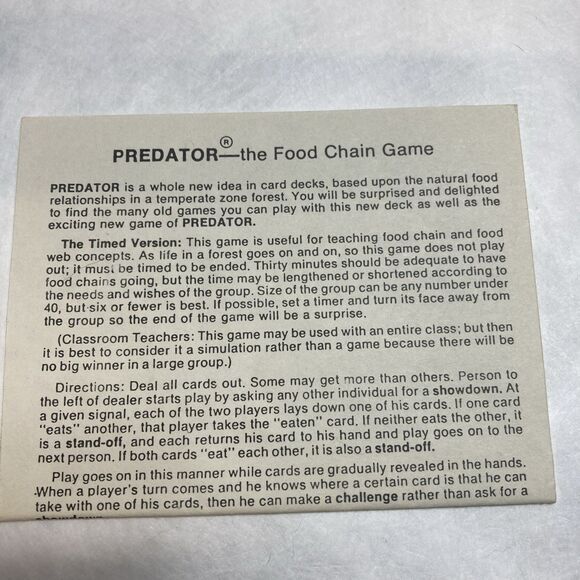 1973 Predator The Food Chain Game Ampersand Press Vintage 70s Science Card Game - Picture 5 of 5